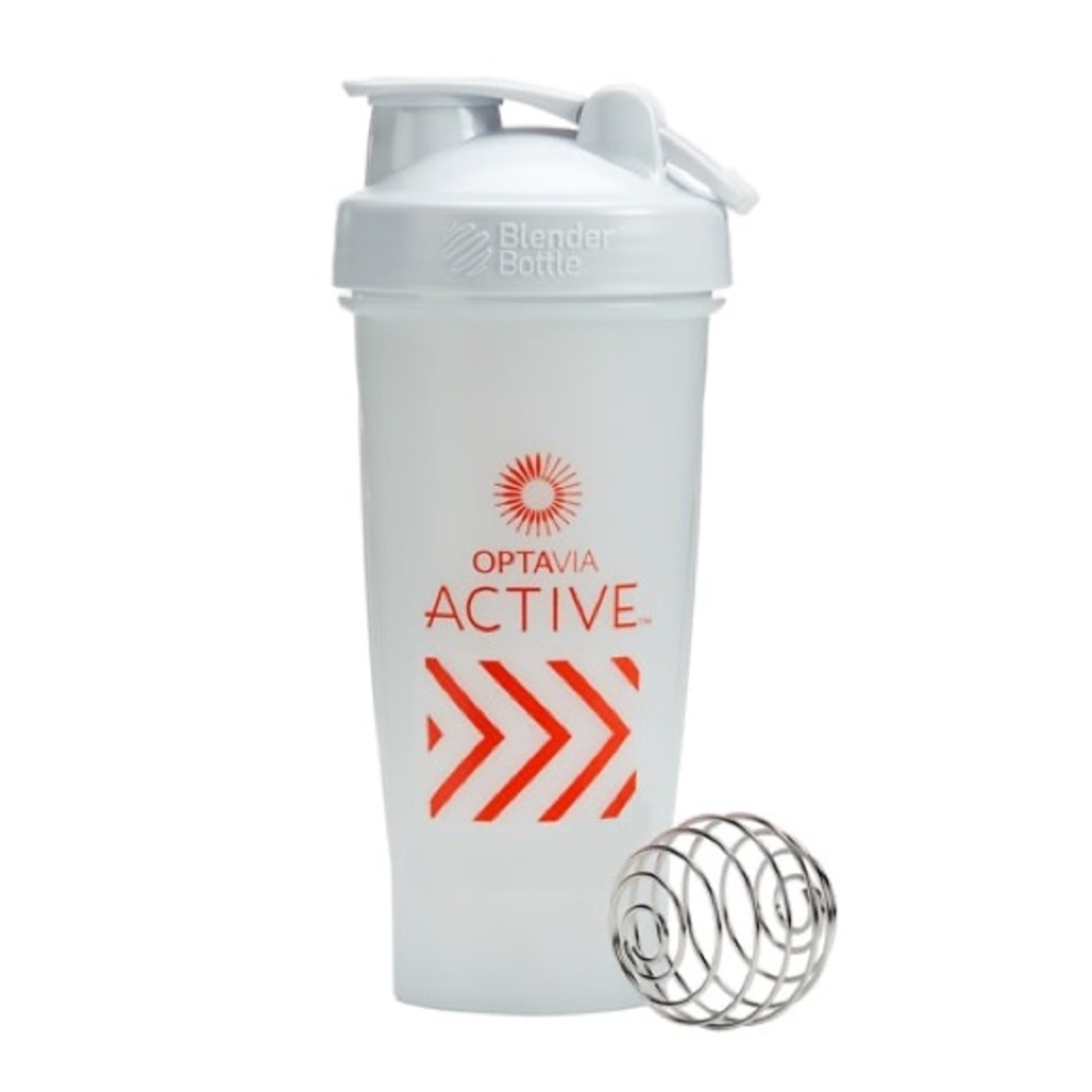 NEW Optavia Active Shaker Bottle, White, clear, and red